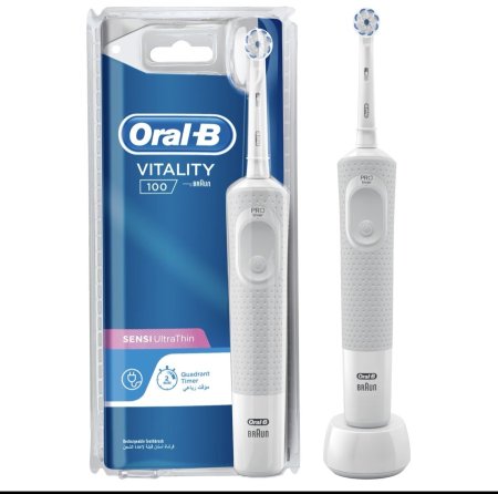 فرشاة أسنان كهربائية للعناية اللطيفة باللثة وتنظيف احترافي | Oral-B Vitality 100 Sensi UltraThin Electric Toothbrush – Braun